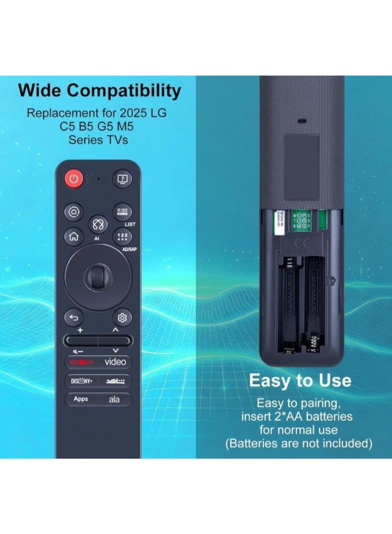 LG Magic Remote Control (MR25GA) Compatible with LG Remote 2025 TVs OLED G5 C5 B5 Series QNED 92A 85A 80A Series,Voice Remote Control with L G TVs Includes AI, Pointer and Alexa Voice - Image 3