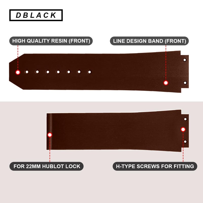 DBLACK ''HLS'' 24mm Resin Watch Straps, Sleek Line Design & Tyre Design, Matte Finish, Watch Strap // Best Replacement, Compatible for HUBLOT Watches (Choose Your Color & Model) - Image 3