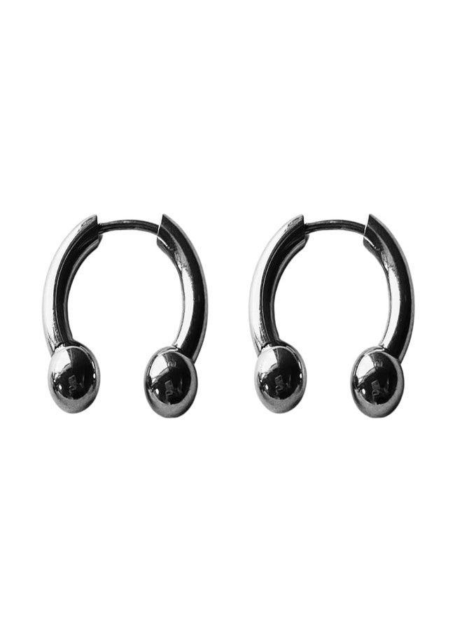 Pierced Owl أقراط باربل على شكل حدوة حصان من الفولاذ المقاوم للصدأ 18GA مزيفة ومطولة 8GA، تُباع كزوج (لون فضي، 1 زوج) - Image 1