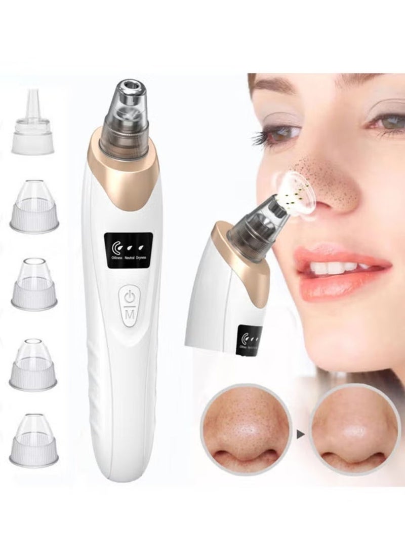 Professional Facial Pore Cleaner with 3 Adjustable Suction Levels and 5 Replaceable Probes — Electric Rechargeable Acne Extractor Tool for Deep Cleansing and Skin Care, Suitable for Both Women and Men. - Image 1