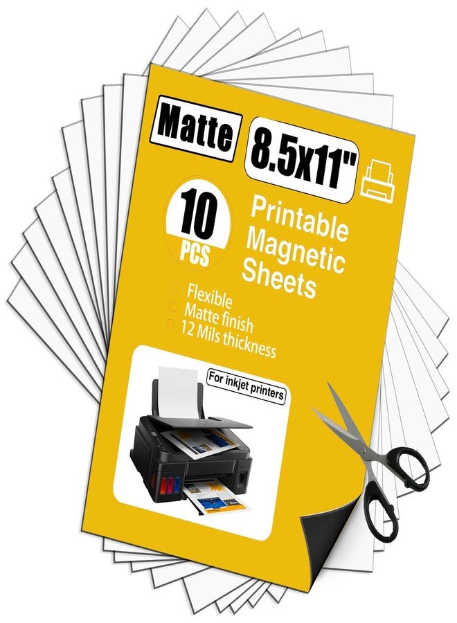JINGZHAN Printable Magnet Sheets Non Adhesive,8.5 X11 Inches for Inkjet Printers,10 Sheets Matte Cuttable Magnetic Paper,12mil Thickness DIY Flexible Magnet Photos - Image 1