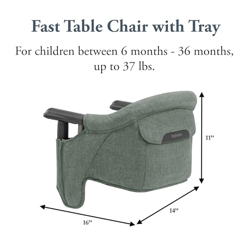 Inglesina Fast Table Chair - Pine Green Melange + Fast Dining Tray - Portable Baby High Chair - for Babies & Toddlers up to 37 lbs - Fits Tables 0.8'' to 3.5'' Thick - Compact - Travel Bag Included - Image 2