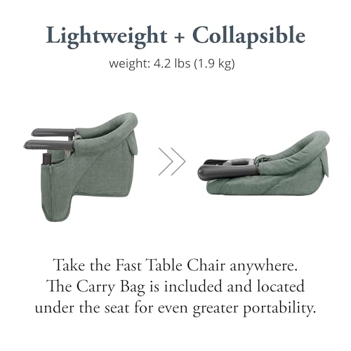 Inglesina Fast Table Chair - Pine Green Melange + Fast Dining Tray - Portable Baby High Chair - for Babies & Toddlers up to 37 lbs - Fits Tables 0.8'' to 3.5'' Thick - Compact - Travel Bag Included - Image 3