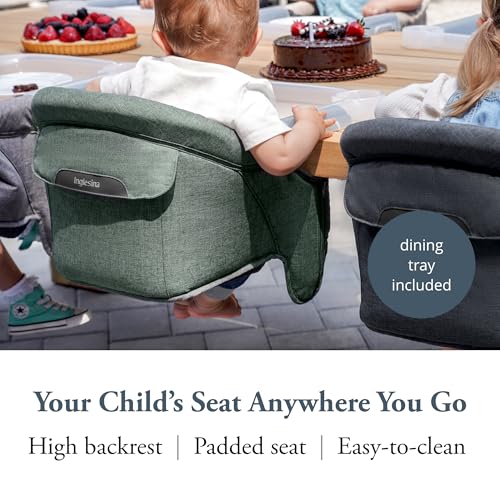 Inglesina Fast Table Chair - Pine Green Melange + Fast Dining Tray - Portable Baby High Chair - for Babies & Toddlers up to 37 lbs - Fits Tables 0.8'' to 3.5'' Thick - Compact - Travel Bag Included - Image 4