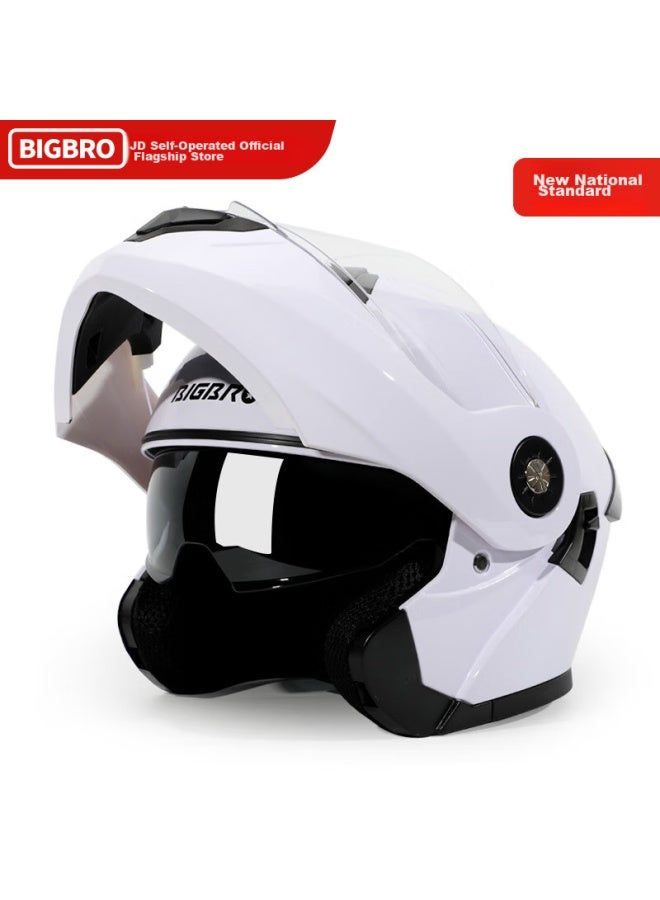 Bigbro Dual-lens Electric Scooter Helmet, Visor Helmet, Uni, All-season, Lightweight Battery-powered Scooter Helmet, Pearl White, One Size Fits All - Image 1