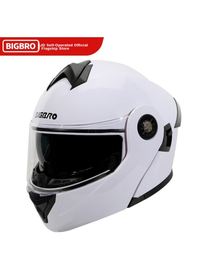 Bigbro Dual-lens Electric Scooter Helmet, Visor Helmet, Uni, All-season, Lightweight Battery-powered Scooter Helmet, Pearl White, One Size Fits All - Image 2