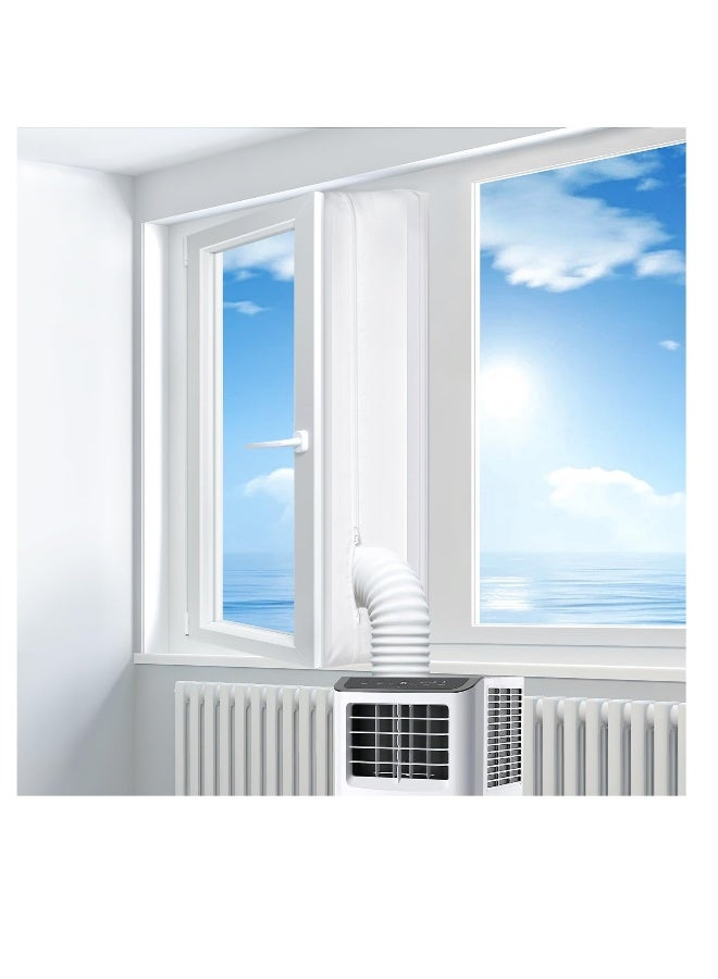 Portable Air Conditioner Window Seal Kit, 400CM (157'') AC Casement, Hot Air Stop Air Exchange Guards with Zip and Adhesive Fastener Works with Tumble Dryer, Keep House Cool, No Need for Drilling - Image 1
