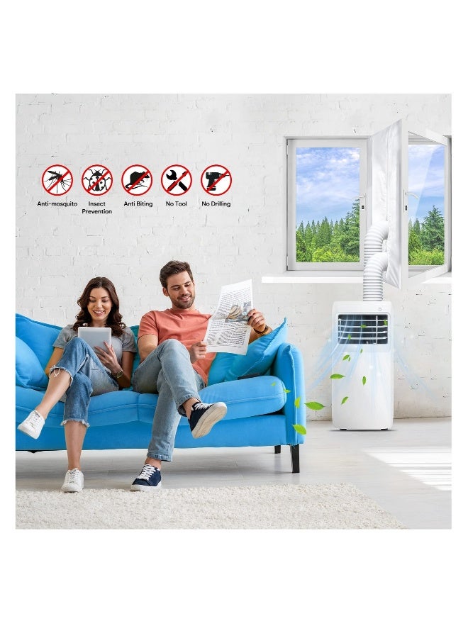 Portable Air Conditioner Window Seal Kit, 400CM (157'') AC Casement, Hot Air Stop Air Exchange Guards with Zip and Adhesive Fastener Works with Tumble Dryer, Keep House Cool, No Need for Drilling - Image 2