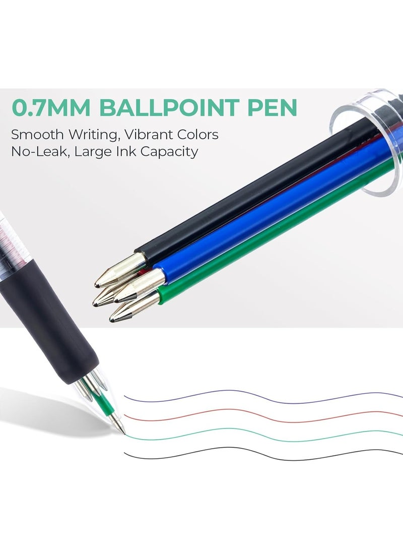 M&G 4 Color Retractable Ballpoint Pen 0.7mm Fine Point, Black Blue Red Green Ink, Soft Grip, 1 Pack - Image 3