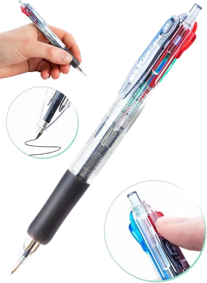 M&G 4 Color Retractable Ballpoint Pen 0.7mm Fine Point, Black Blue Red Green Ink, Soft Grip, 1 Pack - Image 1