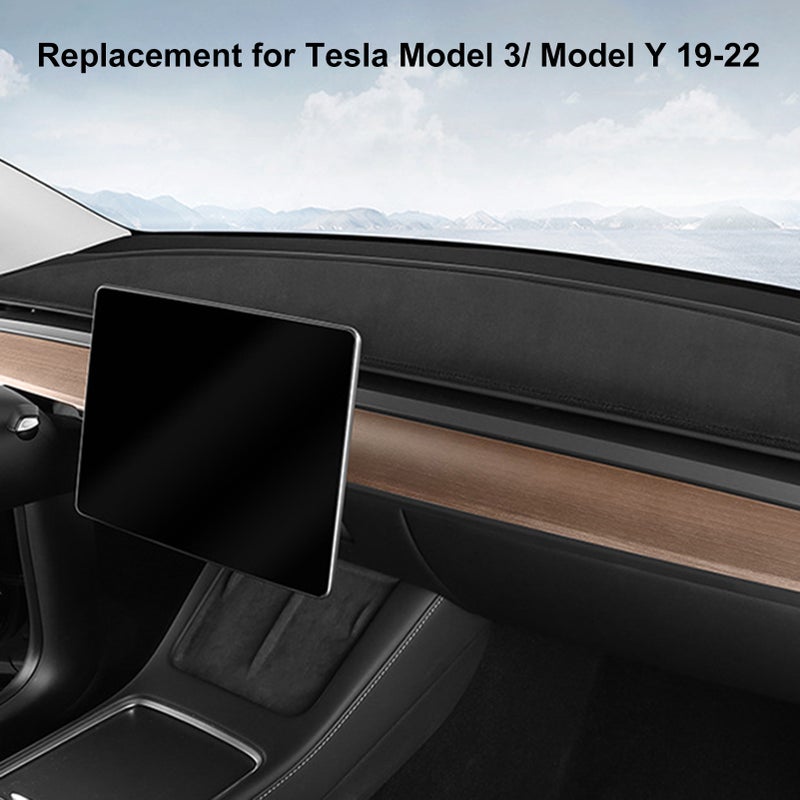 Dashboard Cover, Non Slip Car Flannel Dash Board Mat Replacement for Tesla Model 3, Model Y 19-22 Brown - Image 5