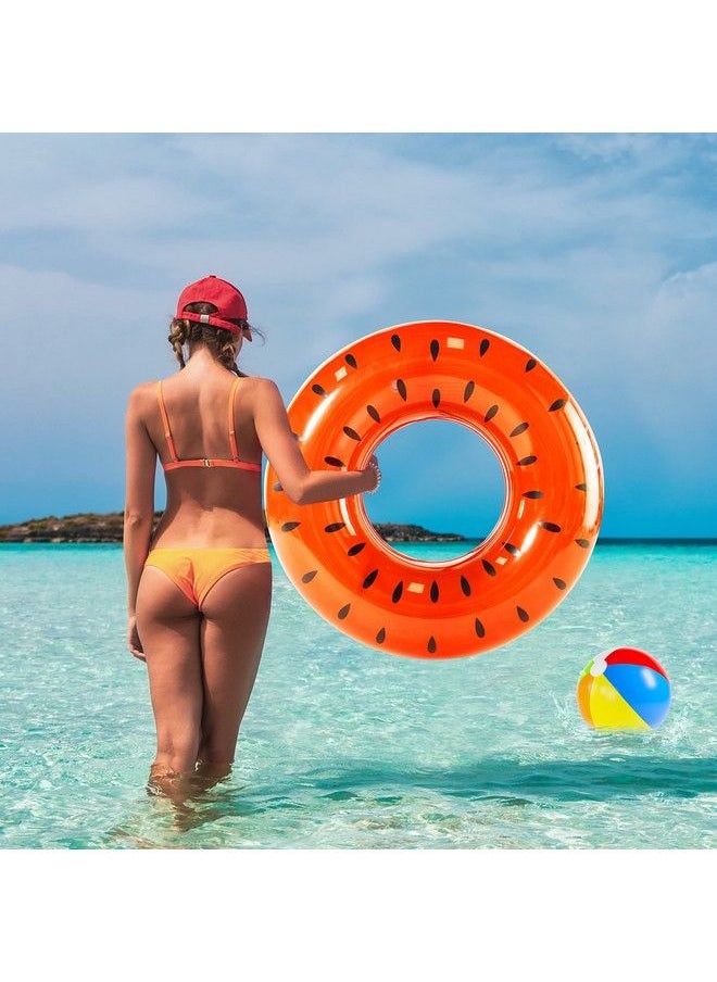 FindUWill - 6 Pack Pool Floats Inflatable Pool Float Swimming Tube Ring Floaties(4 Pack) With 2Pcs Beach Balls Grape Kiwi Watermelon Passion Fruit Pool Float For Kids And Adults - Image 1