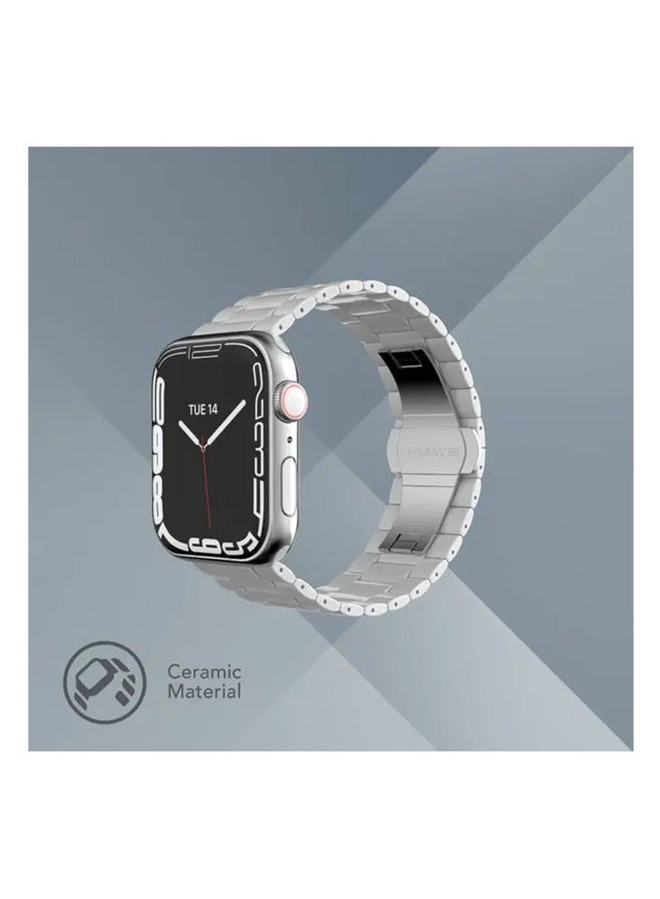 LEVELO Nocturne Three Strain Ceramic Watch Strap For Apple Watch 38 / 40 / 41mm - White - Image 3