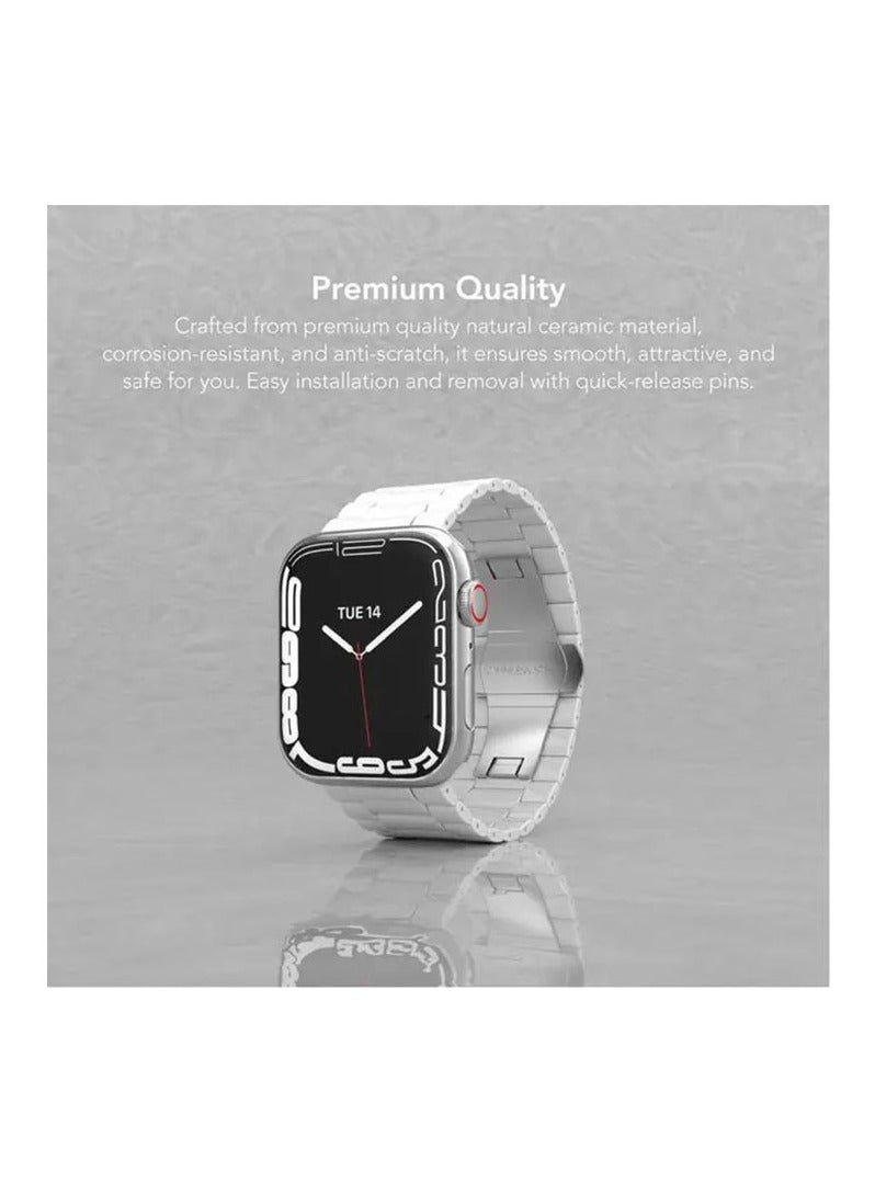 LEVELO Nocturne Three Strain Ceramic Watch Strap For Apple Watch 38 / 40 / 41mm - White - Image 4