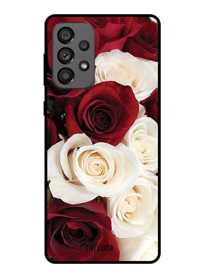 Theodor Protective Case Cover For Samsung Galaxy A73 5G     White & Red Flower - Image 1