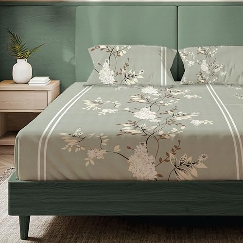 Urban Space Printed Bedsheet for Double Bed with 2 Pillow Covers, Glaced Cotton Microfiber Queen Size Bedsheet, Soft-Breathable Wrinkel Free Bedsheet (90 x 100 Inches - Trails) - Image 1