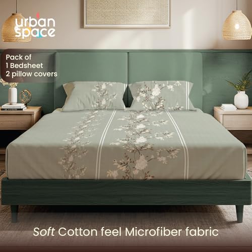 Urban Space Printed Bedsheet for Double Bed with 2 Pillow Covers, Glaced Cotton Microfiber Queen Size Bedsheet, Soft-Breathable Wrinkel Free Bedsheet (90 x 100 Inches - Trails) - Image 2