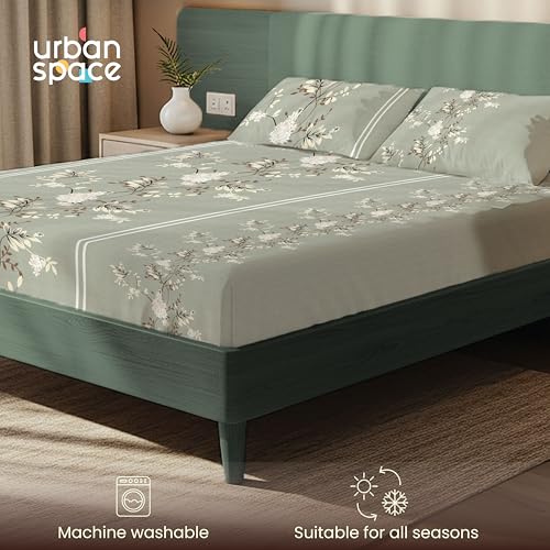 Urban Space Printed Bedsheet for Double Bed with 2 Pillow Covers, Glaced Cotton Microfiber Queen Size Bedsheet, Soft-Breathable Wrinkel Free Bedsheet (90 x 100 Inches - Trails) - Image 4