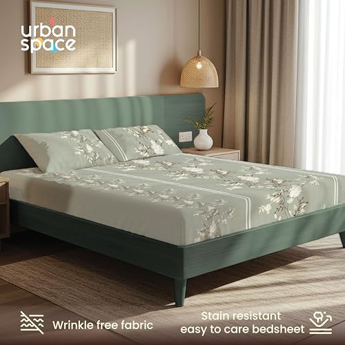 Urban Space Printed Bedsheet for Double Bed with 2 Pillow Covers, Glaced Cotton Microfiber Queen Size Bedsheet, Soft-Breathable Wrinkel Free Bedsheet (90 x 100 Inches - Trails) - Image 3