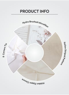 Donetella Duvet Set 4-Pcs Single Size Striped Microfiber Bed Set  With 1 Duvet Cover(160 x 220 CM) 1 Fitted Sheet 1 PillowSham And 1 Pillowcases(Without Filler),Beige  - Image 4
