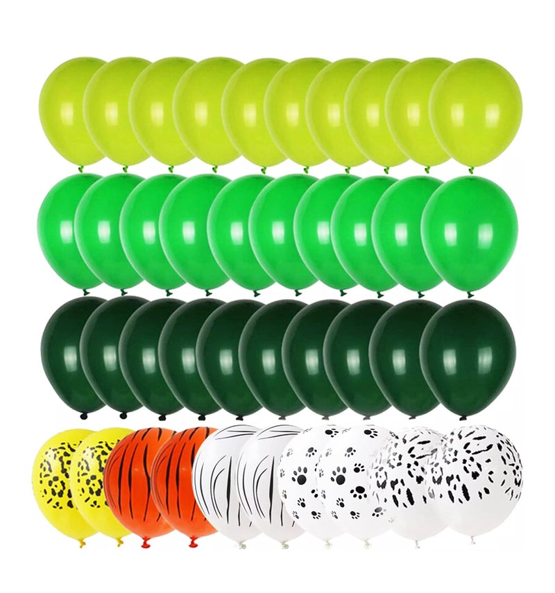 Party Time  40 Pieces Green Latex and Animal Print Latex Balloons Sets for Jungle Safari Theme Party Supplies and Wild One Birthday Decoration Balloon Garland Sets 12 Inches - Image 1
