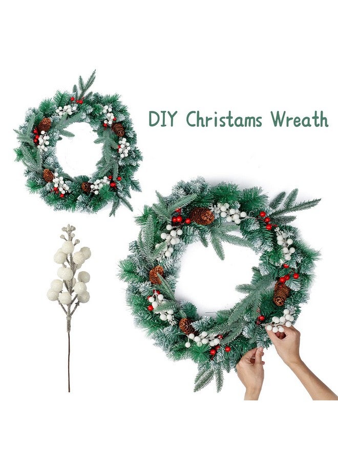 Crafare 24 Pack 7.5Inch Christmas Glitter Berries Stems Artificial Christmas Picks for Christmas Tree Ornaments, DIY Xmas Wreath, Crafts, Holiday and Home Decor, White - Image 4