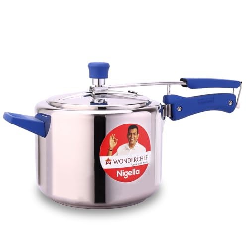 Wonderchef Nigella Inner Lid Stainless Steel Pressure Cooker, 5 Liter, Gas Stove & Induction Friendly, Silver, 5 Year Warranty, ISI Certified - Image 1