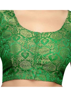 Studio Shringaar Studio Shringaar Women's Benaras Brocade Short Sleeves Readymade Saree Blouse,(Green,42)  - Image 3