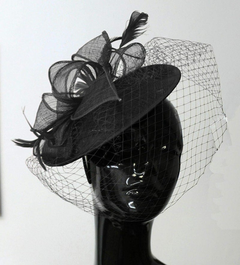 Caprilite Saucer Sinamay Headband Fascinator Wedding Ascot Hat Hatinator Birdcage Veil - Image 3