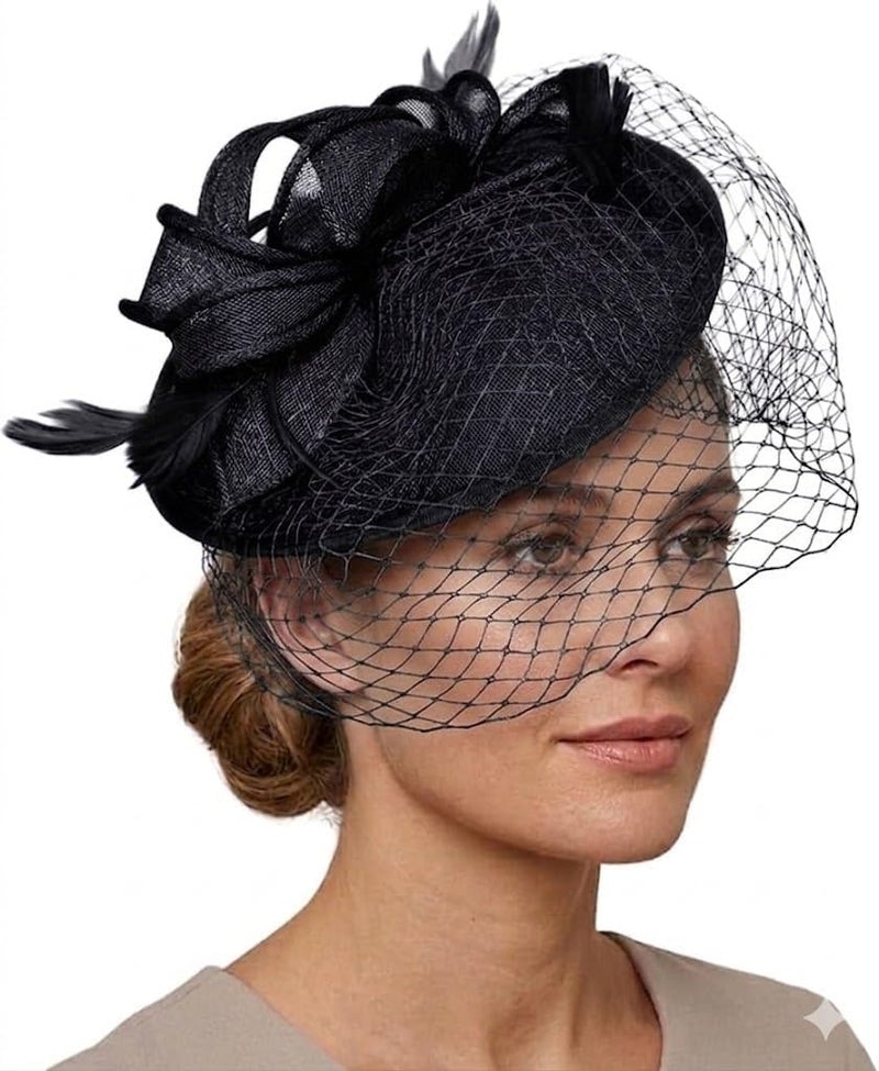 Caprilite Saucer Sinamay Headband Fascinator Wedding Ascot Hat Hatinator Birdcage Veil - Image 1