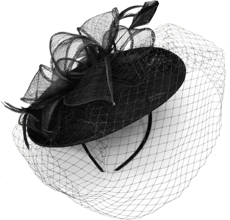Caprilite Saucer Sinamay Headband Fascinator Wedding Ascot Hat Hatinator Birdcage Veil - Image 2