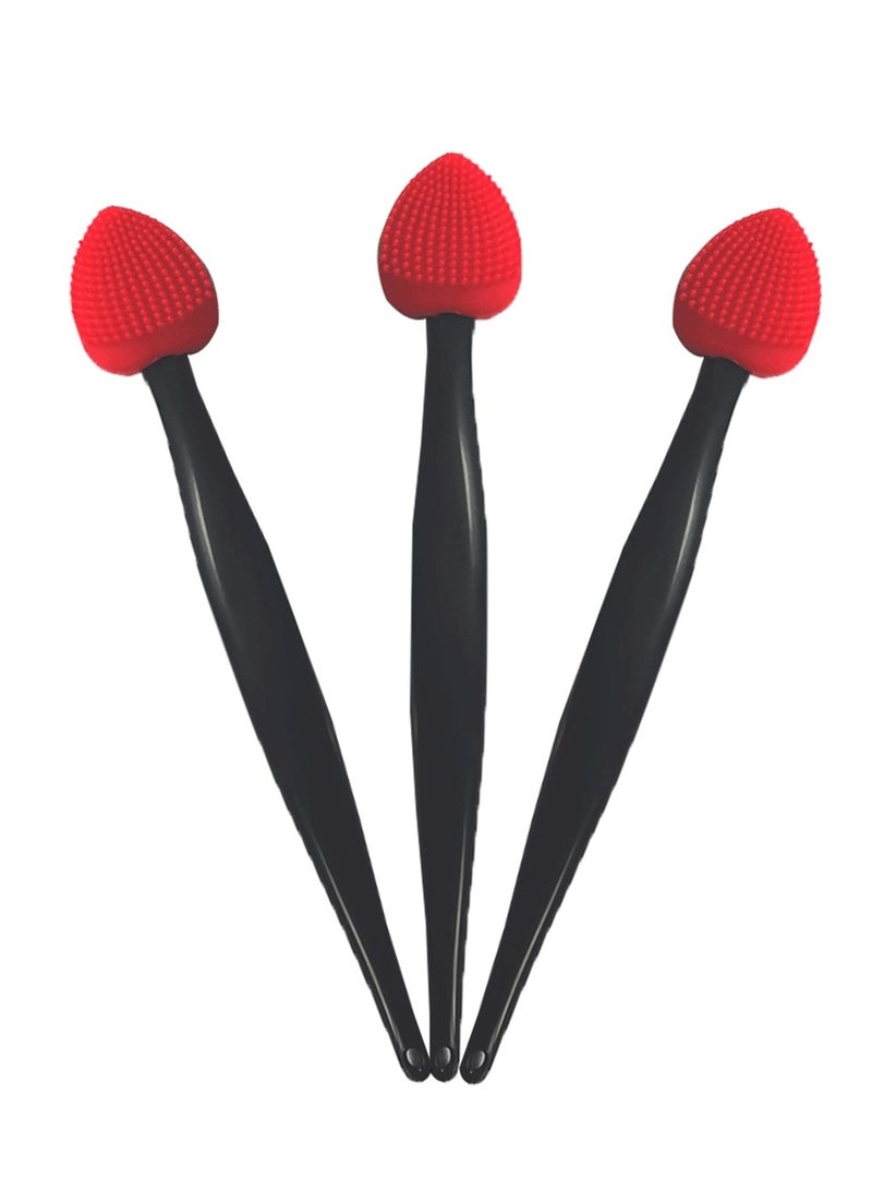 Excefore Lip Scrub Brush 3 Pack Lip Scrub Lip Exfoliator Brush Silicone Lip Brush Lip Scrubber Exfoliator Tool Lip Lightening for Dark Lips Double-Sided Lip Brush  - Image 1