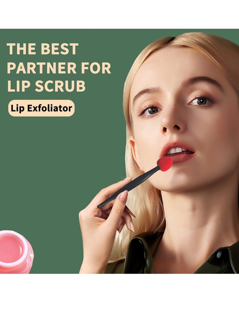 Excefore Lip Scrub Brush 3 Pack Lip Scrub Lip Exfoliator Brush Silicone Lip Brush Lip Scrubber Exfoliator Tool Lip Lightening for Dark Lips Double-Sided Lip Brush  - Image 2