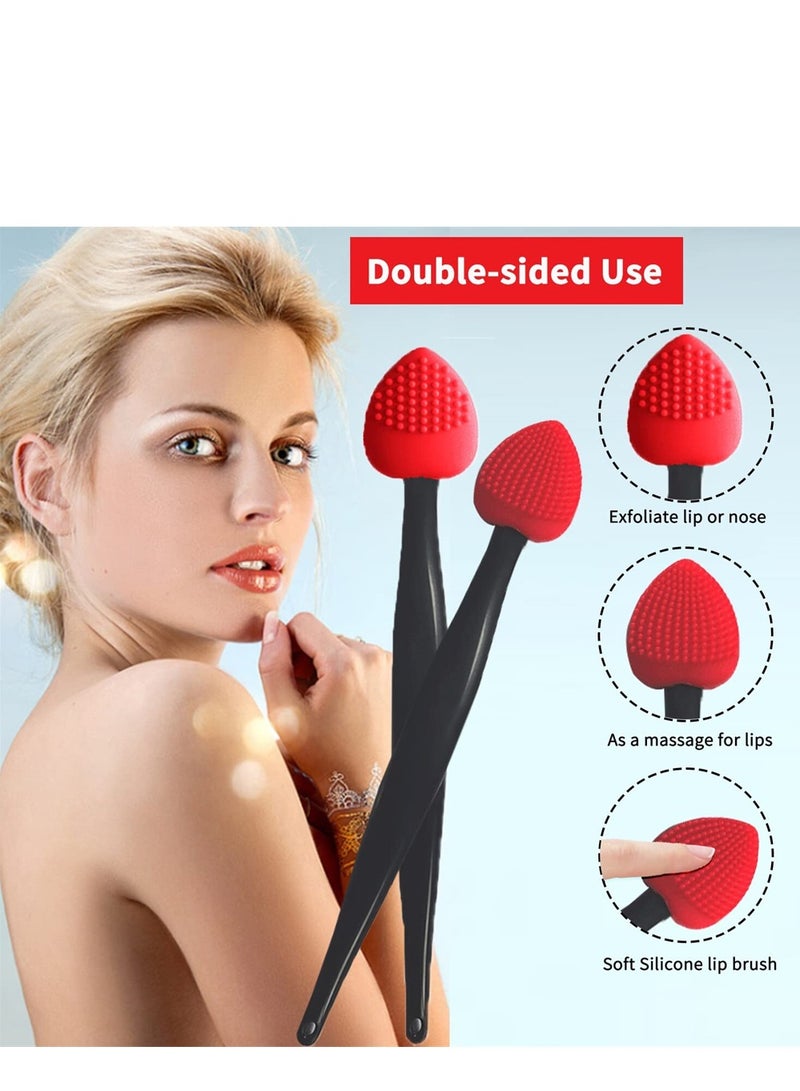 Excefore Lip Scrub Brush 3 Pack Lip Scrub Lip Exfoliator Brush Silicone Lip Brush Lip Scrubber Exfoliator Tool Lip Lightening for Dark Lips Double-Sided Lip Brush  - Image 5