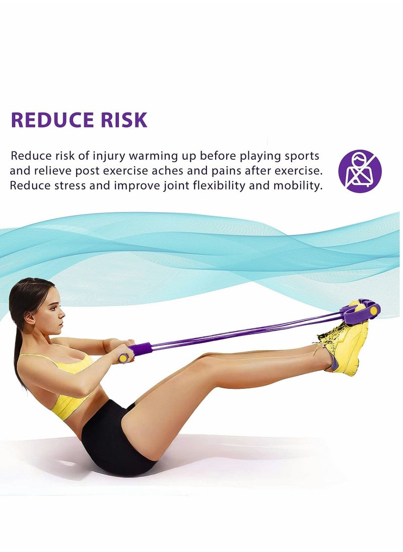 ماركة غير محددة Pedal Resistance Band, 4-Tube Purple Natural Latex Yoga Puller Multifunction Tension Rope for Abdomen, Waist, Arm, Auxiliary Pull Equipment  - Image 5