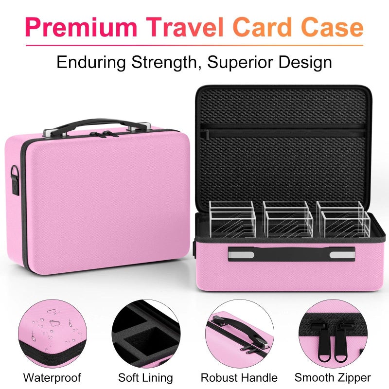Proijeut Card Deck Box with Portable Case, 6 Pack Clear Commander Deck Box with 6 Dividers, Holds 600+ Double Sleeved Cards, Fit for MTG, YuGiOh, TCG (Pink) - Image 4