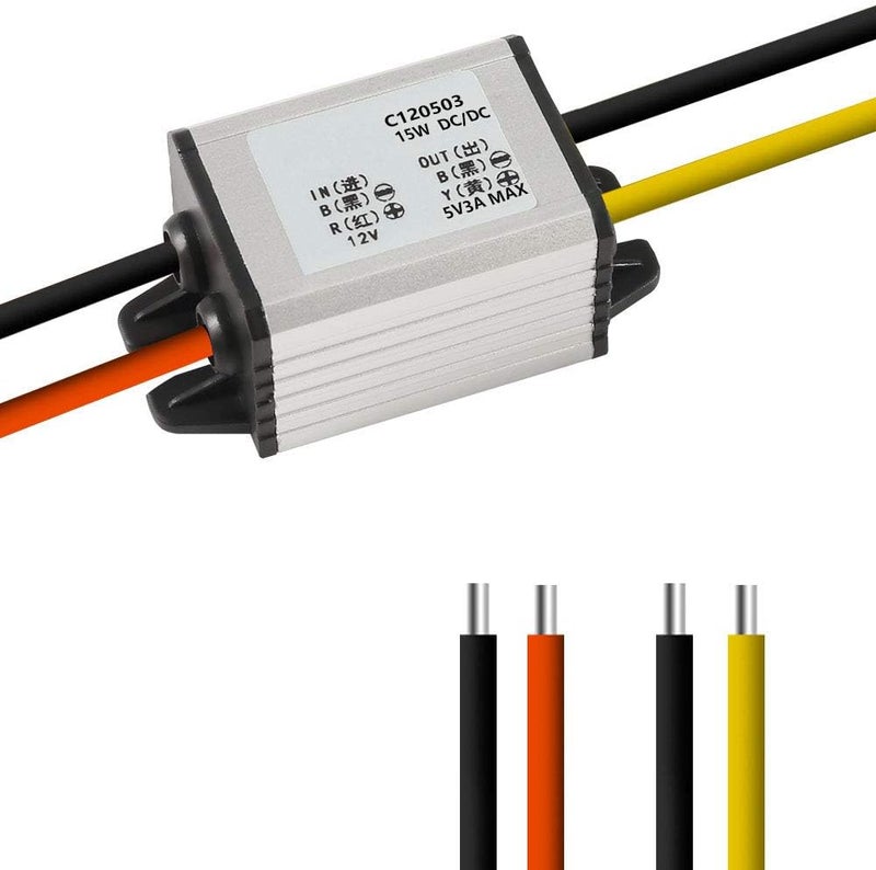 DORHEA 12V to 5V DC Converter Car Power Voltage, Waterproof DC 6.3-22V 12V Step Down to 5V 3A 15W Voltage Regulator Buck Converter Power Supply Step-Down Module Compatible with Vehicle Car Truck Volt - Image 1