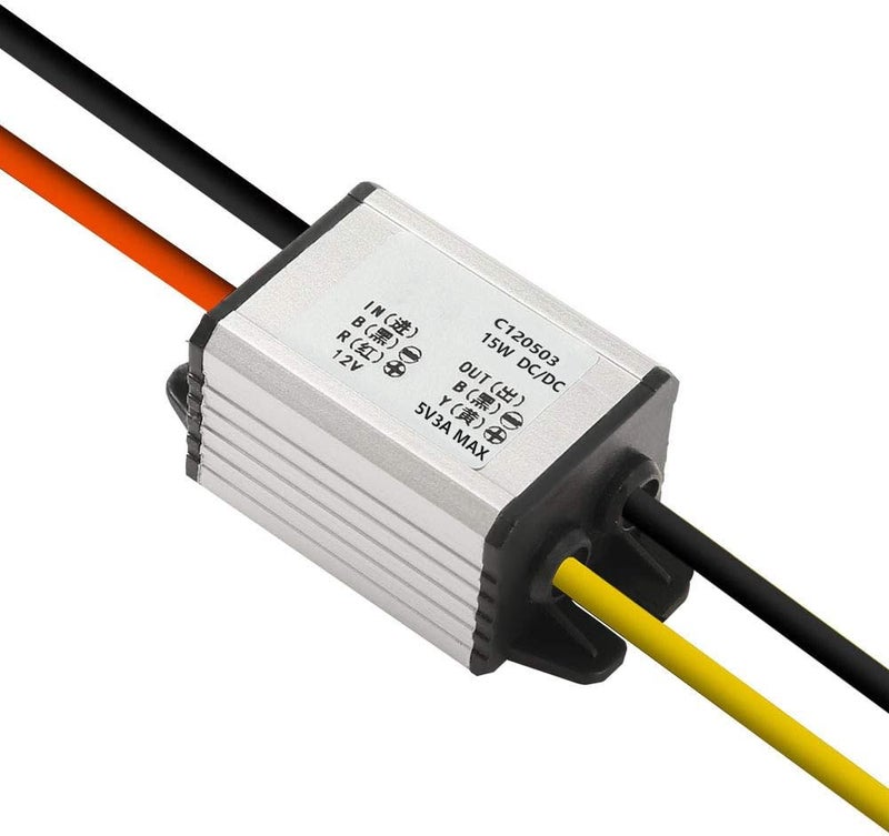 DORHEA 12V to 5V DC Converter Car Power Voltage, Waterproof DC 6.3-22V 12V Step Down to 5V 3A 15W Voltage Regulator Buck Converter Power Supply Step-Down Module Compatible with Vehicle Car Truck Volt - Image 2
