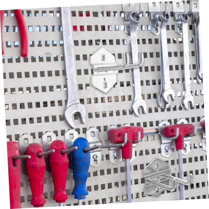 Uonlytech 5 حزمة من خطافات لوح الأوتاد المعدنية الفضية، ملحقات منظم تخزين الأدوات الحائطية 6 6X6 3X5 5 سم - Image 4