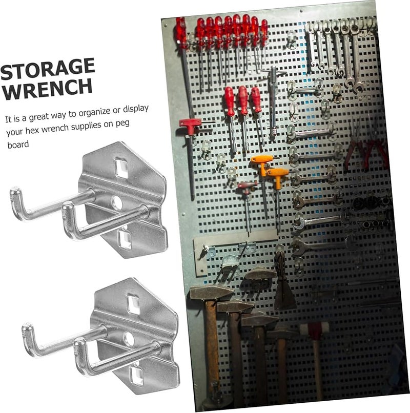 Uonlytech 5 حزمة من خطافات لوح الأوتاد المعدنية الفضية، ملحقات منظم تخزين الأدوات الحائطية 6 6X6 3X5 5 سم - Image 3