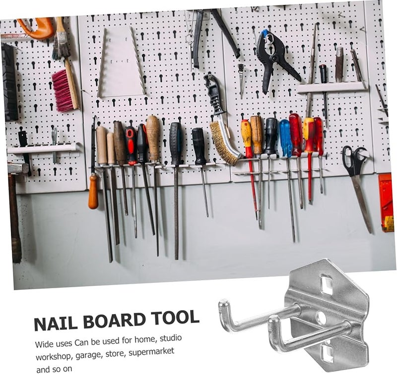 Uonlytech 5 حزمة من خطافات لوح الأوتاد المعدنية الفضية، ملحقات منظم تخزين الأدوات الحائطية 6 6X6 3X5 5 سم - Image 5