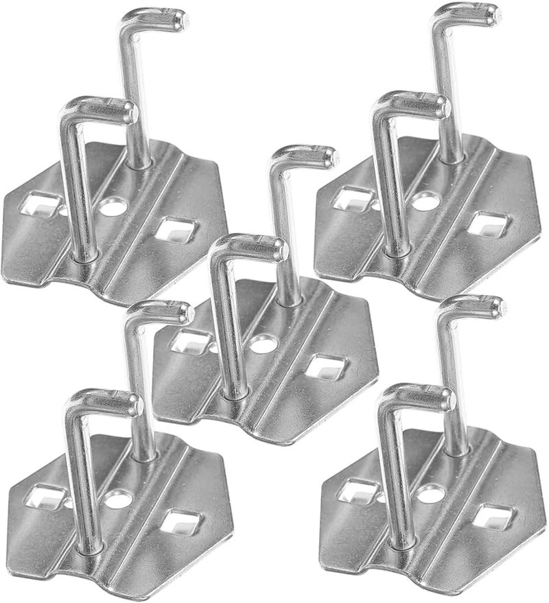 Uonlytech 5 حزمة من خطافات لوح الأوتاد المعدنية الفضية، ملحقات منظم تخزين الأدوات الحائطية 6 6X6 3X5 5 سم - Image 1