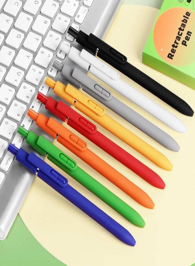 InkSlick Gel Pens, 8 Pcs Quick Dry Black Ink Pen Fine Point 0.5mm Smooth Writing Pen, Large Capacity Long Lasting Ink Retractable Pens Gift Set for Journaling Note Taking, School Office, Home Supplies - Image 5