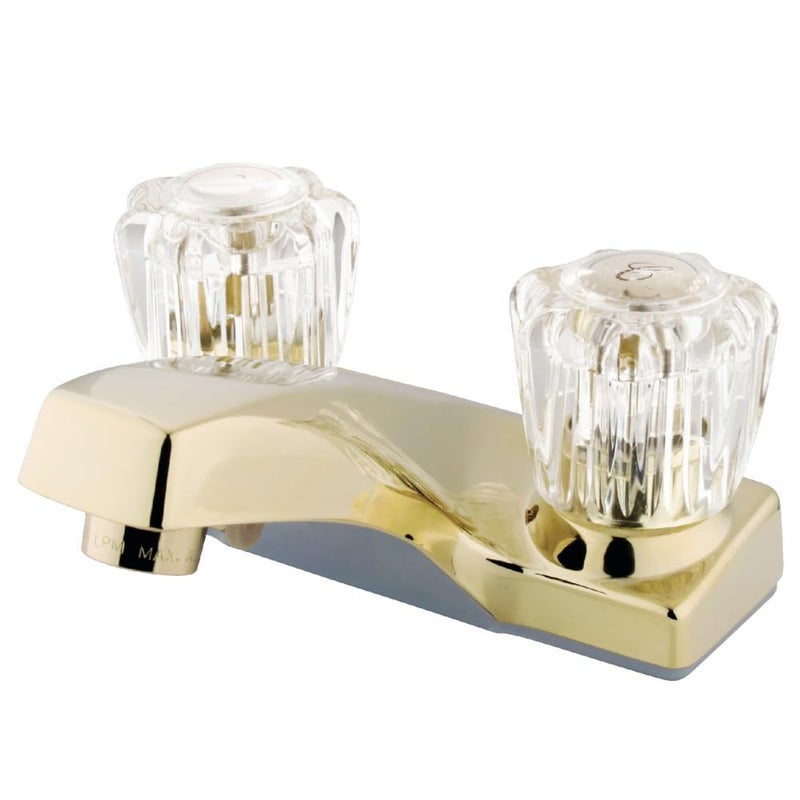 Kingston Brass KB102LP Twin Acrylic Handle Center Set Faucet without Pop-Up, 3-3/8", Polished Brass - Image 4