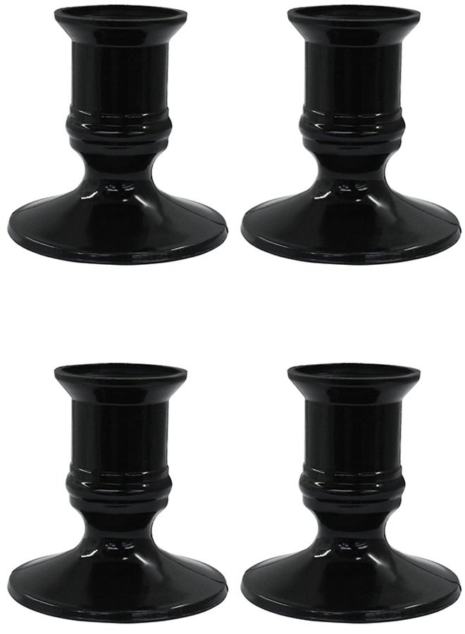 4Pcs Taper Candle Holders, Black Plastic Candlestick Holders, Decorative Table Centerpiece - Image 1