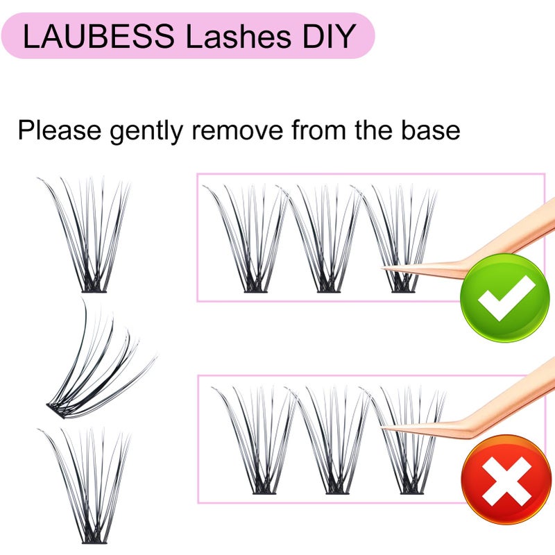 LAUBESS Eyelash Clusters LAUBESS Lash Clusters Individual Lashes Cluster Eyelash Extensions DIY at Home Waterproof Cluster Lashes (20D-0.07D-17) - Image 3