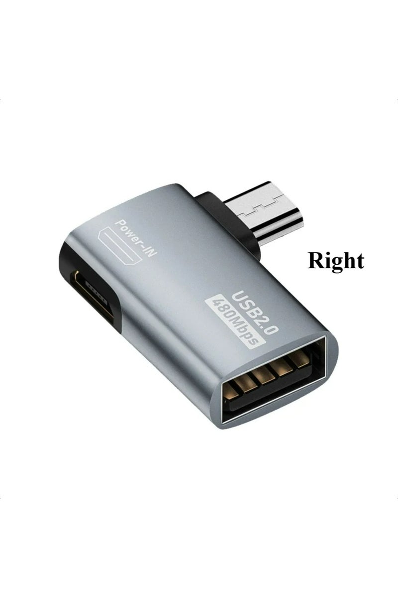 1pcs Right OTG Adapter 4K 90 Degree Left Angle Powered Micro USB To USB 4K OTG Adapter For TV Table