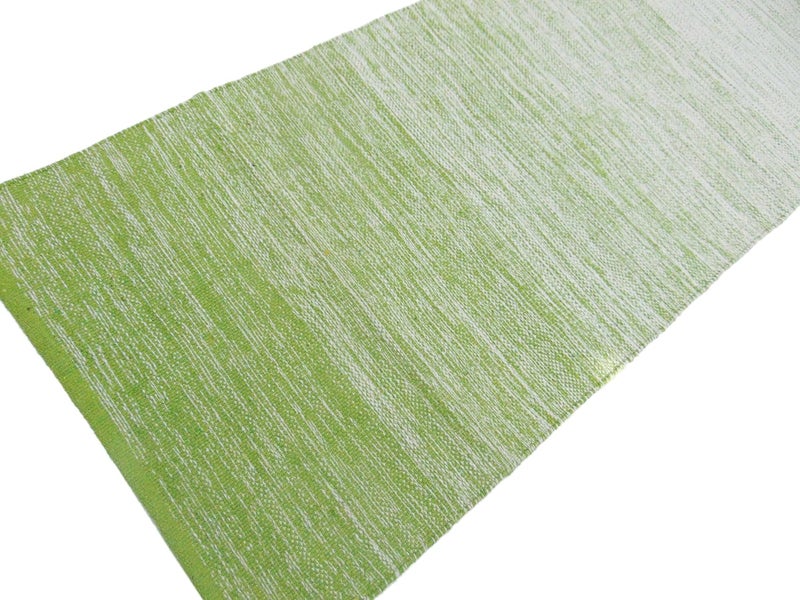 MDZ ® Hand Woven Cotton Ombre Rug Runner for Bedroom, Living Room/Yoga Mat for Gym & Exercise, Size: 2x6 Feet or 24x72 Inches | 100% Cotton | Organic | Machine Washable (Green White) - Image 4
