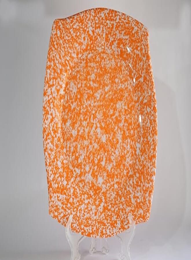 Pure. 136173 Melamine Granite Medium Square Plate For Dessert For Home And Restaurant - Orange