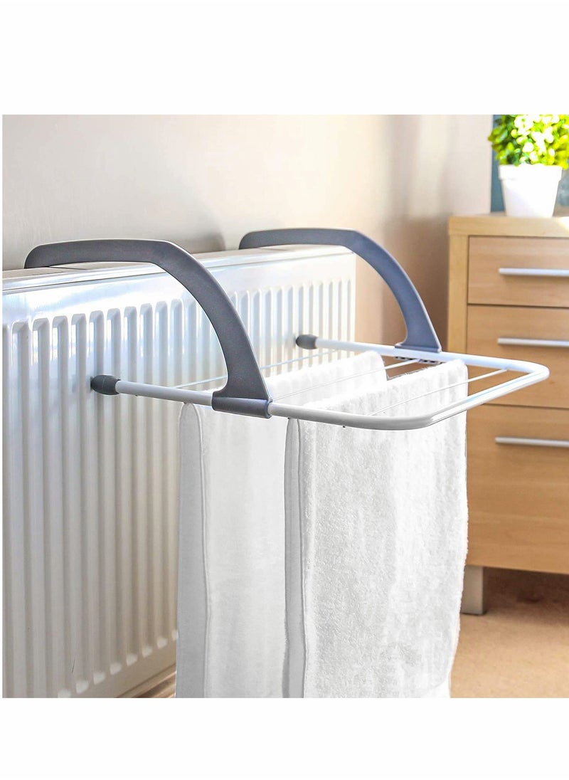 Generic - Folding Compact 5 Bar Radiator Drying Rack Rail Holder Indoor Laundry Clothes Towel Dryer Airer with Adjustable Arms Drying Space Clothes Airer Energy Saving and Foldable - Image 1
